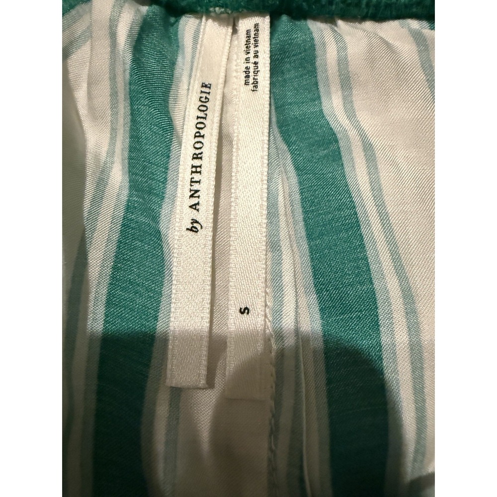 Anthropologie Silky Bermuda Boxer Shorts Green White Striped Drawstring Lounge S - Picture 3 of 3